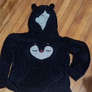 La Vie En Rose Navy Hoodie With Face And Ears On Hood Plush Large Warm